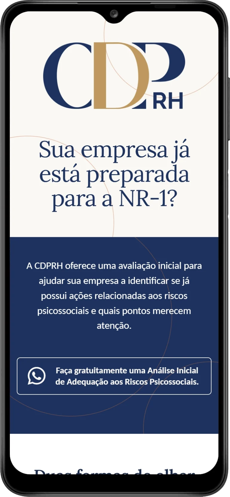 Imagem provisória da aplicação mobile do futuro site institucional da CDPRH