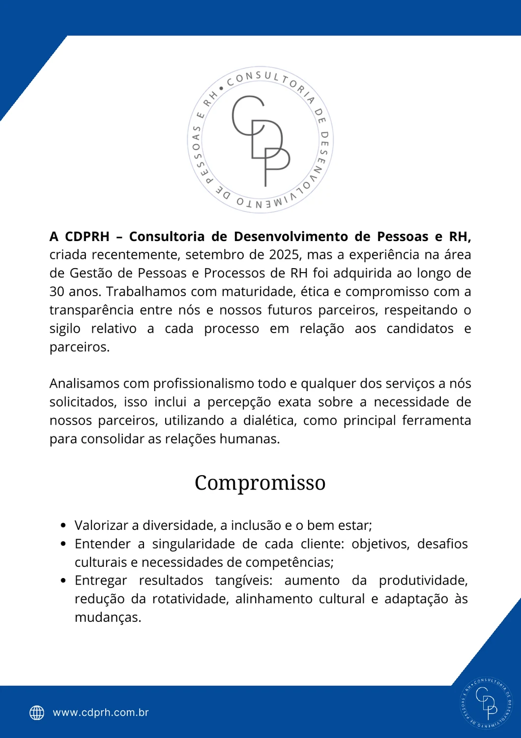 Exemplo do material institucional anterior da CDPRH